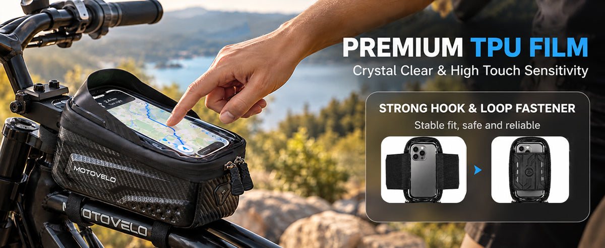 MOTOVELO Dash — 1.4L Touch-Screen Frame Bag
